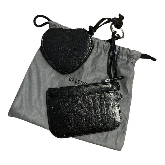 *NWT Balenciaga Le Cagole Clip-On Card Holder & Mirror Keychain Leather Black - Picture 6 of 6